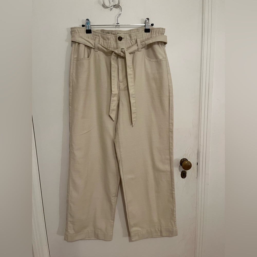J Crew NWT Beige Cropped Wide Leg Pants Size 8